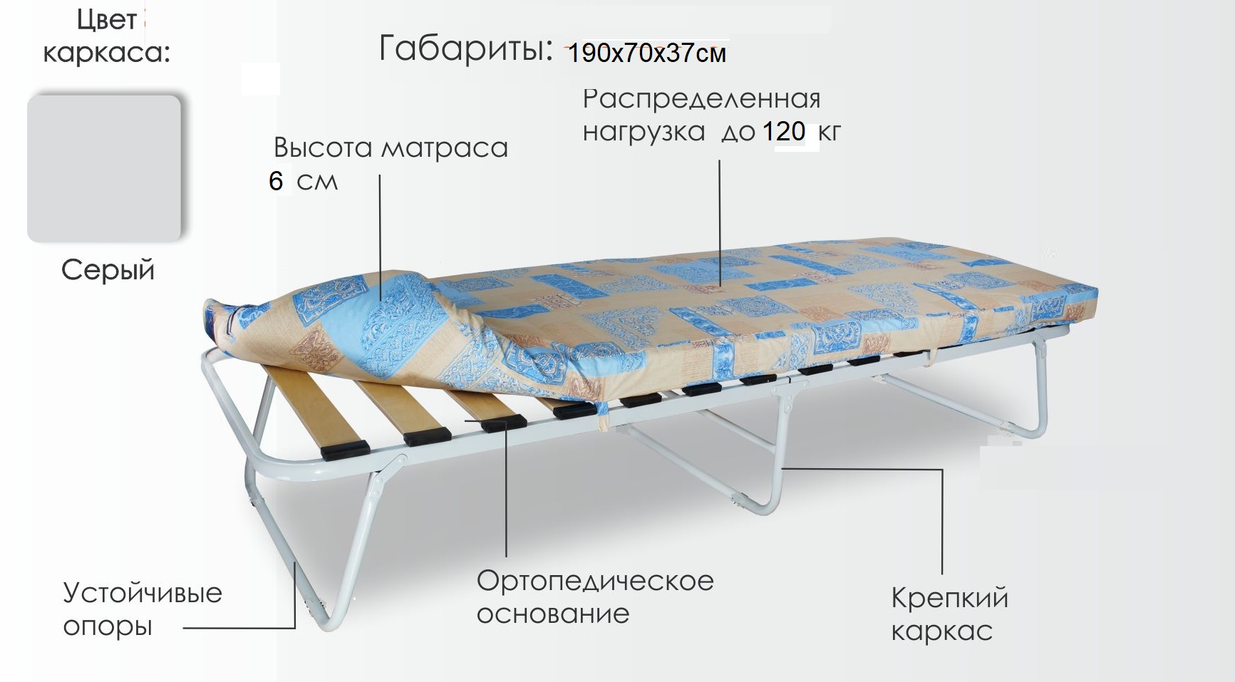 Раскладушки с матрасом ортопедические в Омске